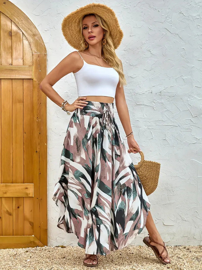 Flowy Maxi Skirt with Elastic Waist and Comfortable Fit