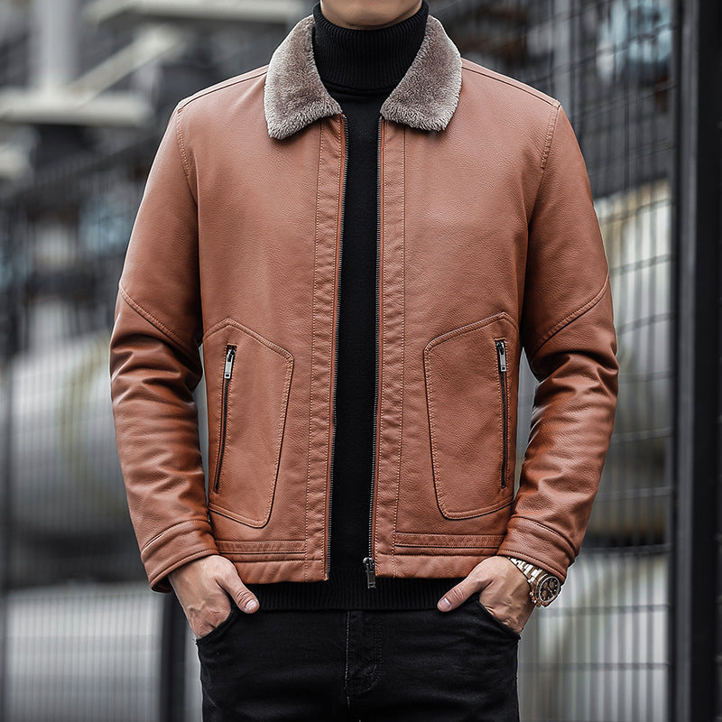 Classic Fit Men's Leather Zip Jacket