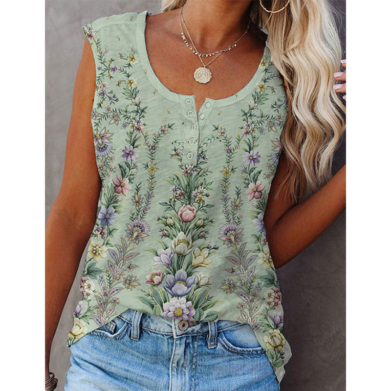 Women's Loose Fit Floral Tank Top - Nocini