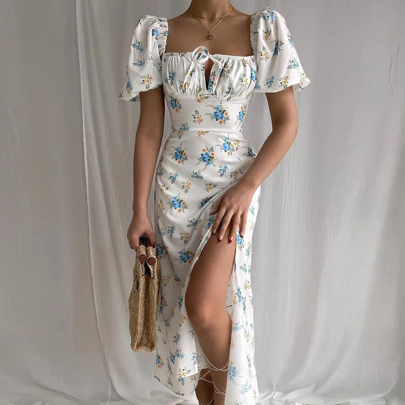 Ladies Summer Floral Midi Dress with Ruffles