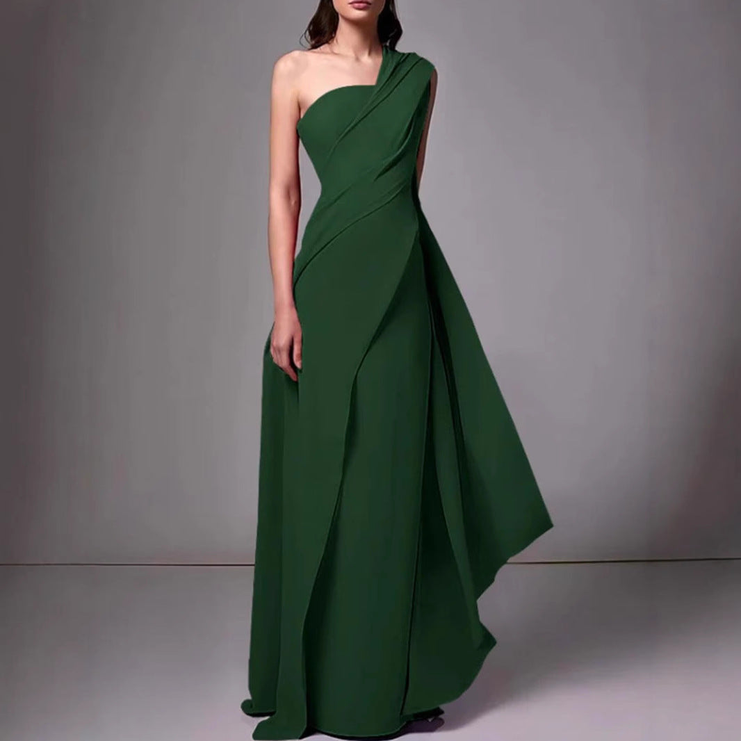 Long Sleeve Formal Gown One Shoulder Slim Fit Dress