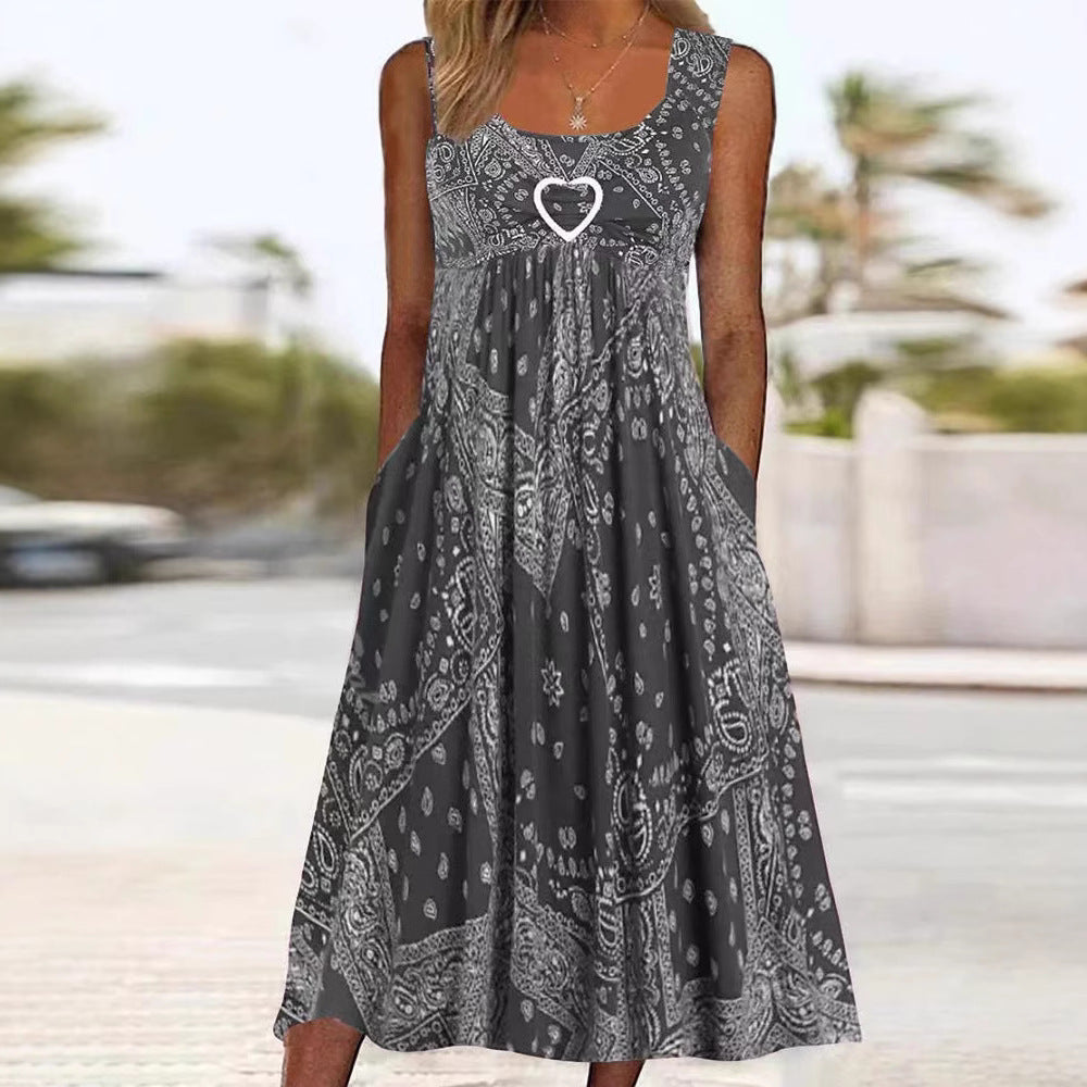 Summer Floral Maxi Dress with Pockets