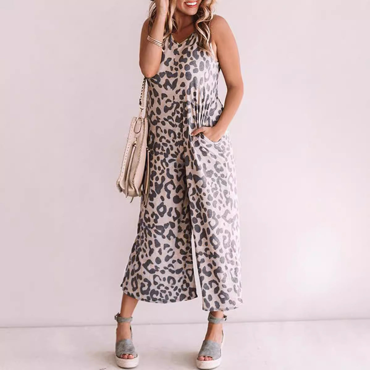 Casual V-Neck Wide Leg Jumpsuit for Women - Nocini