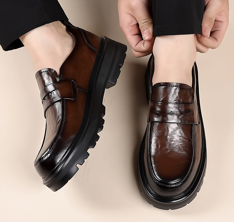 Classic Men's Thick Leather Slip On Shoes