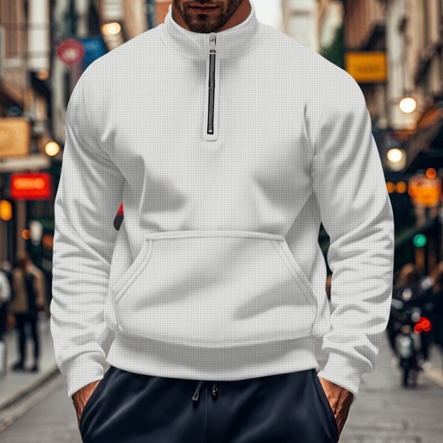 Casual Men's Cotton Zip Up Sweatshirt