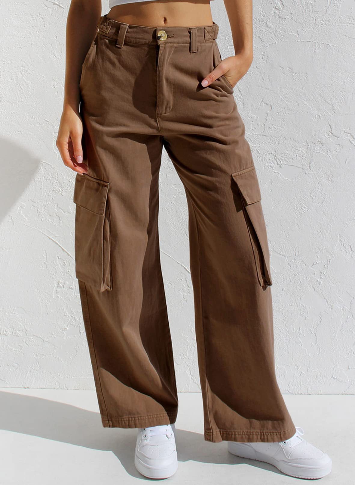 Fashionable Womens High Waisted Cargo Pants