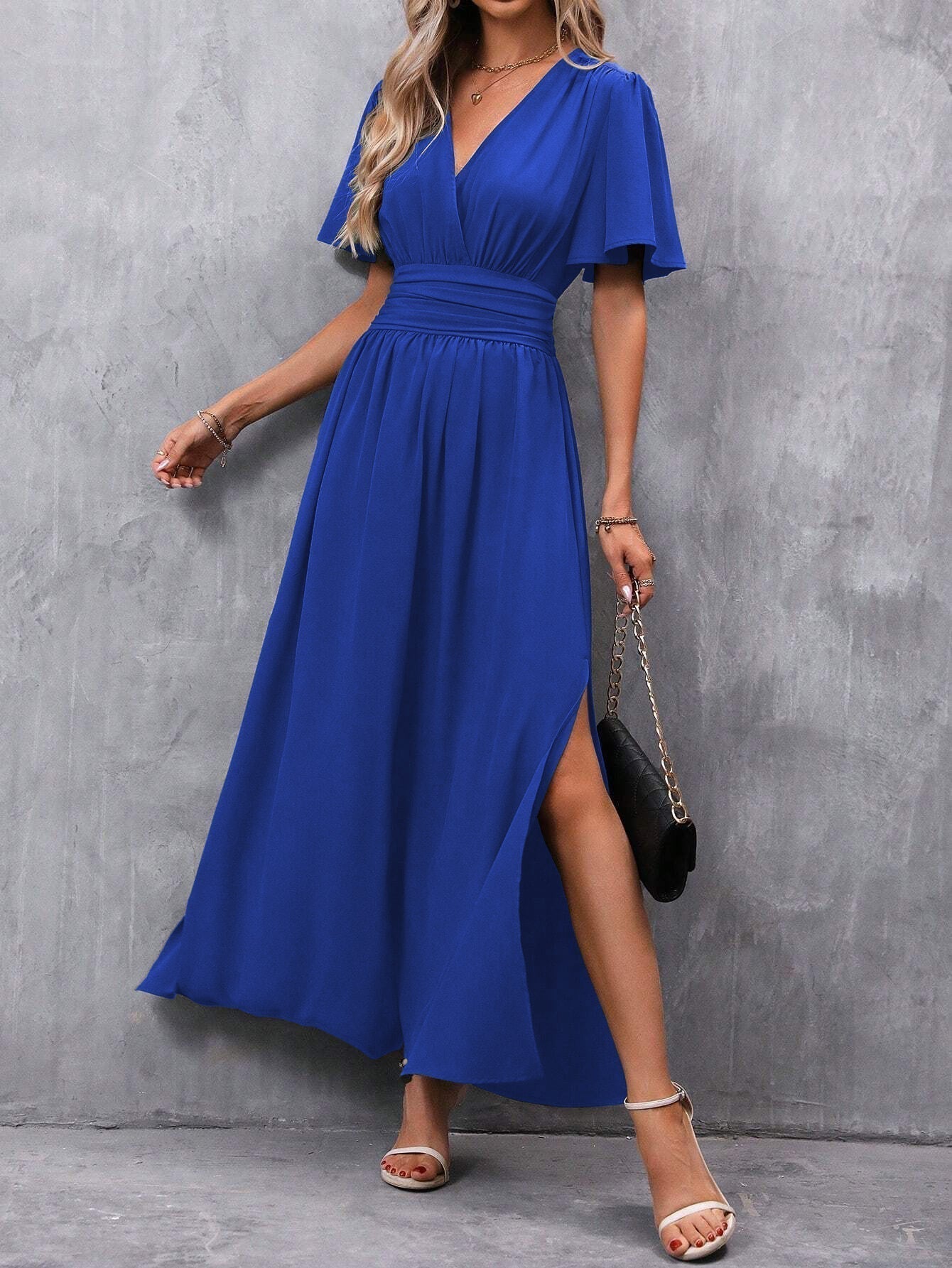Ladies' Chic Long V-Neck Evening Dress