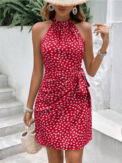 Chic Mini Wrap Dress for Women Halterneck