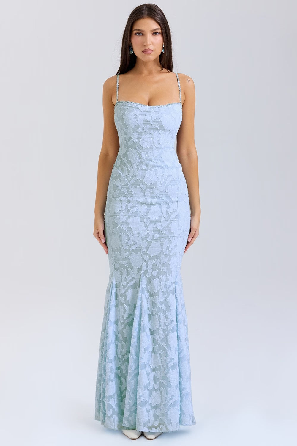 Elegant Long Evening Dress with Lace Details