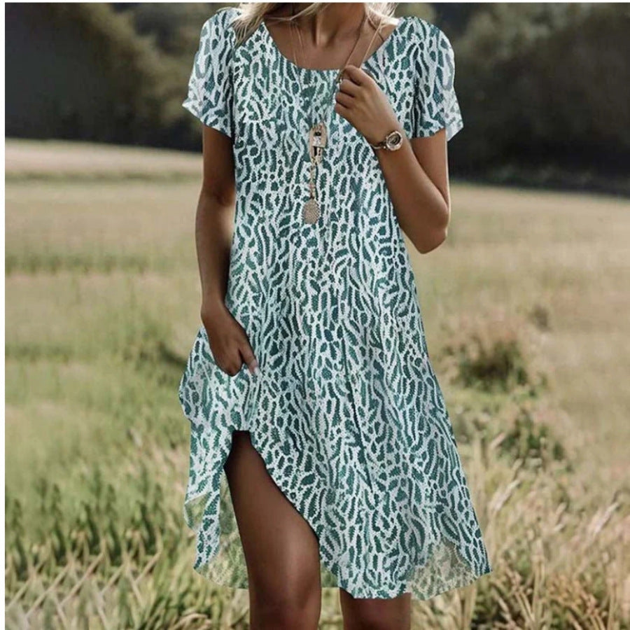 Comfortable Floral Print Knee Length Summer Dress