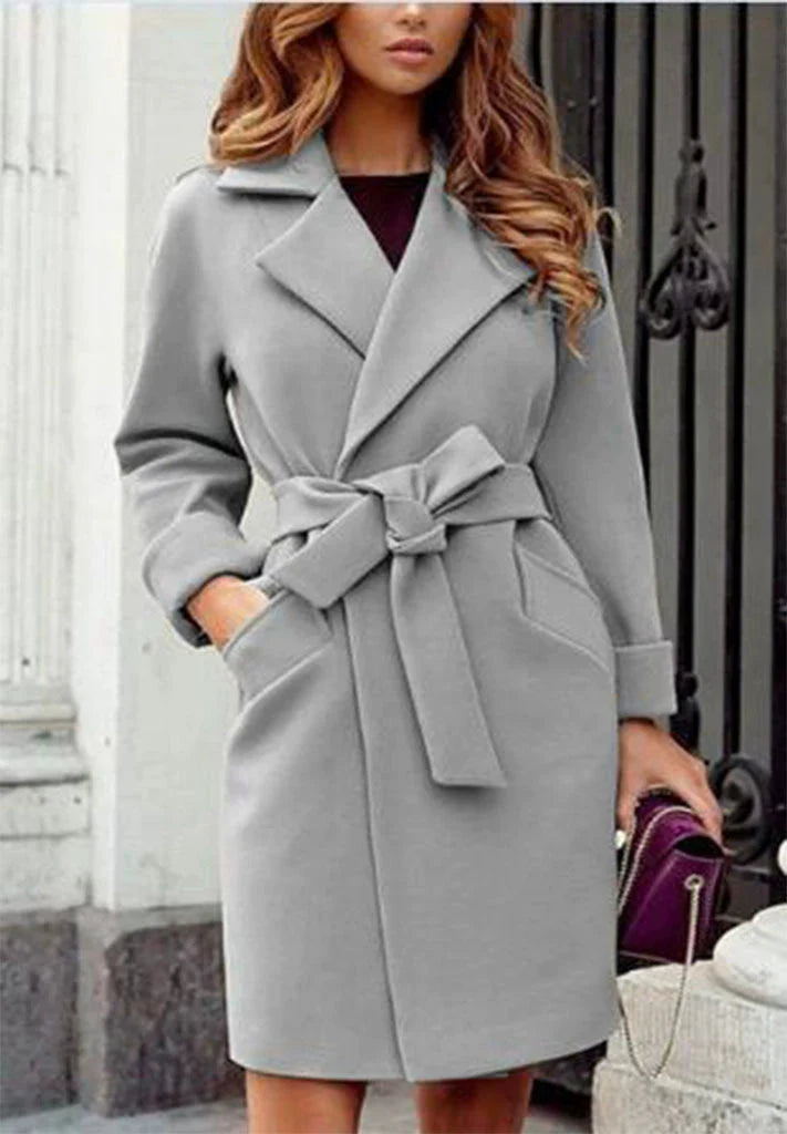 Classic Women's Dark Trench Coat - Warm Winter Jacket