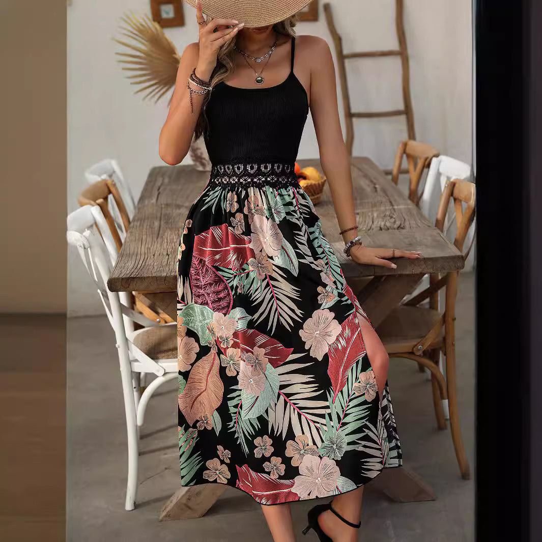 Comfortable Midi Tropical Print Summer Dress - Nocini