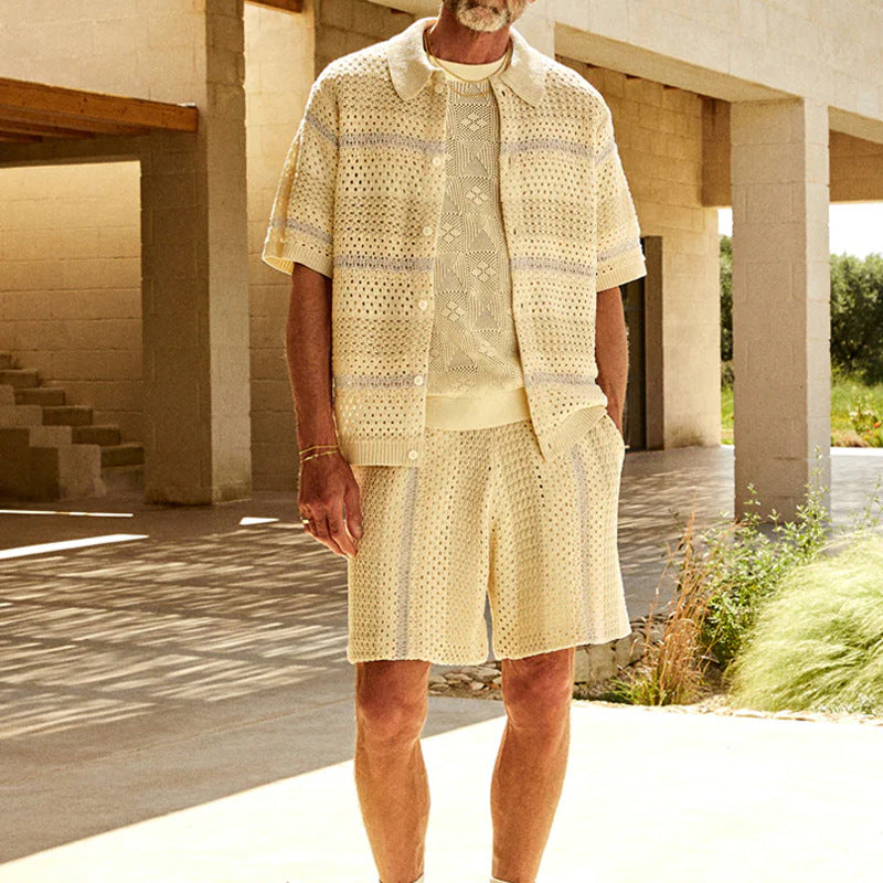 Men's Casual Cardigan and Shorts Set – Loose Fit - Nocini