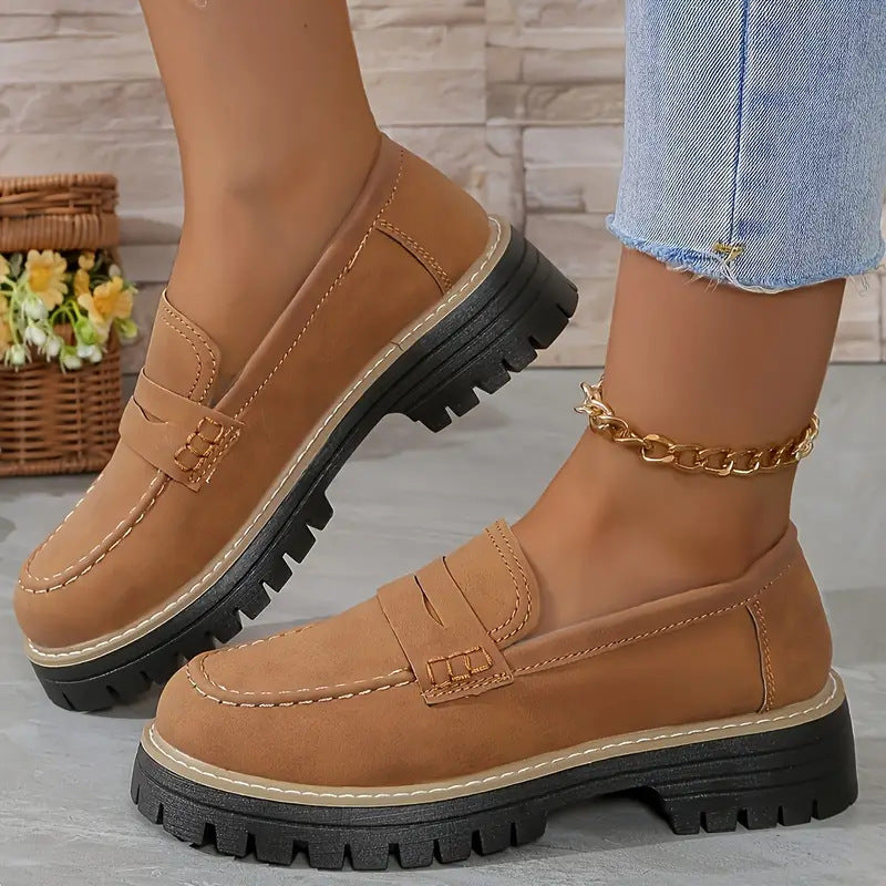 Comfortable Slip On Loafers - Thick Sole Casual Shoes