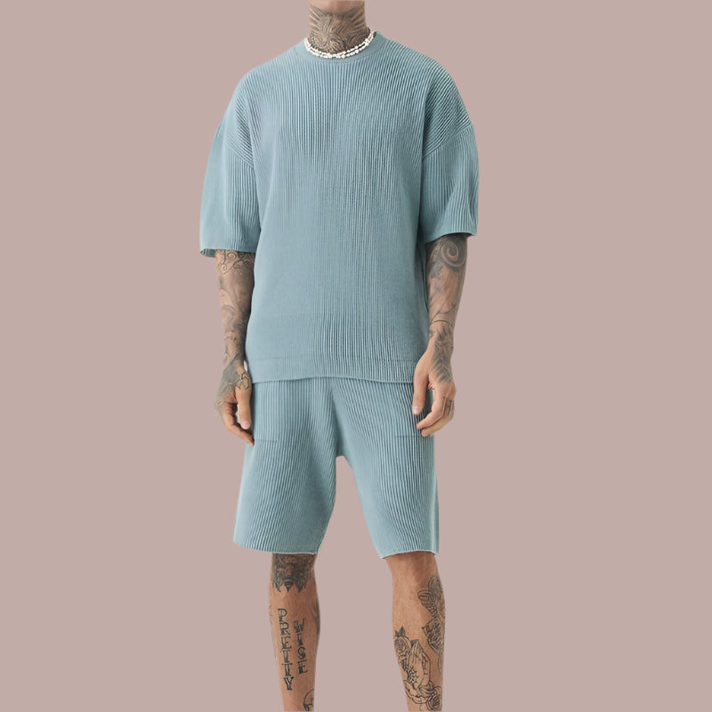 Casual Men's Short Sleeve Tee and Shorts Set