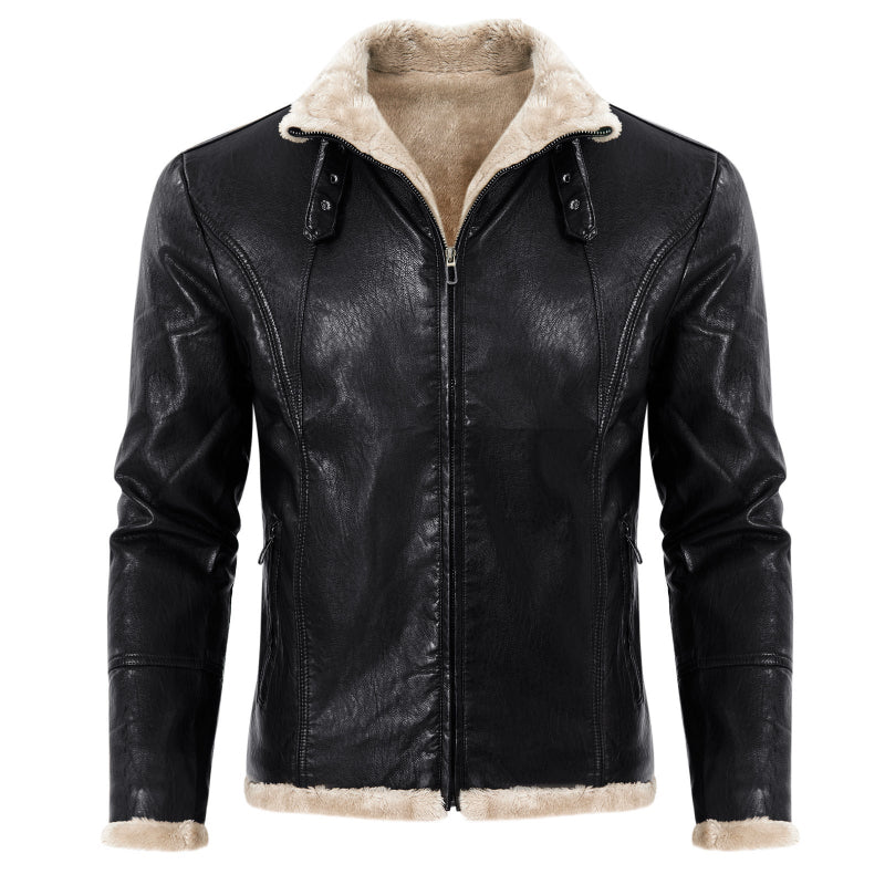 Quilted Faux Fur Men's Bomber Jacket - Warm Casual Coat