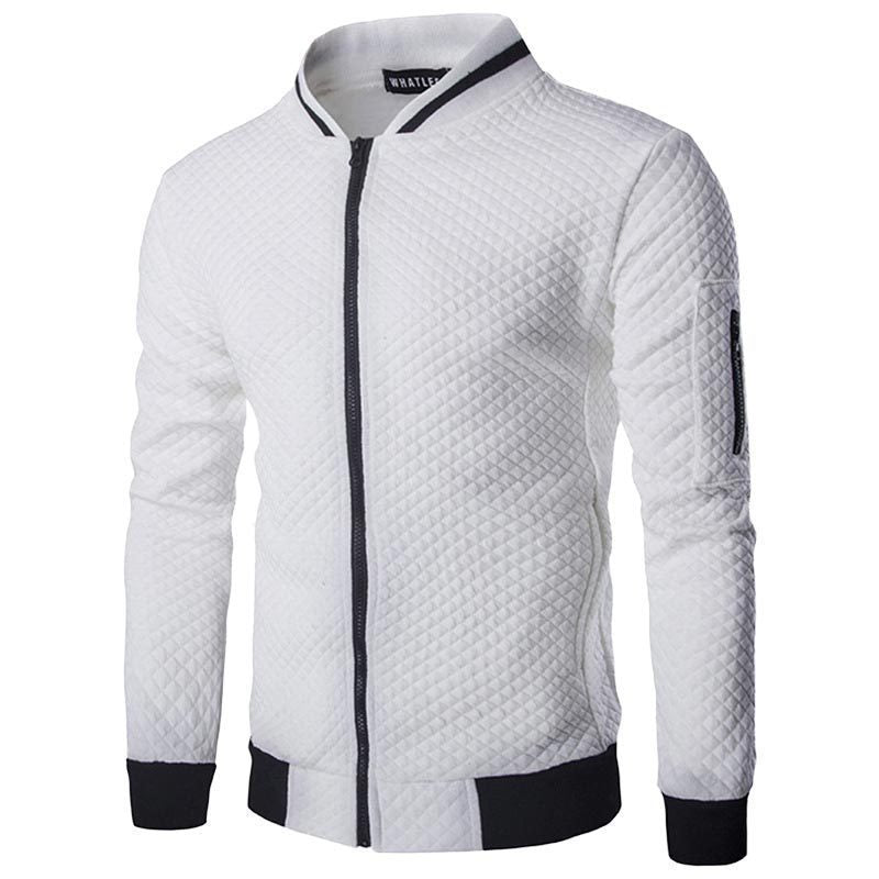 Men's Slim Quilted Zip Cardigan Sweater