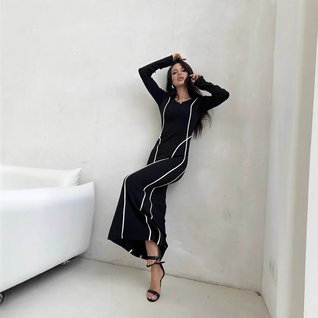 Slim Fit Women's Long Sleeve Stretch Dress - Nocini