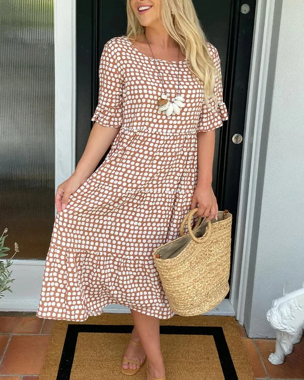 Casual Polka Dot Midi Dress