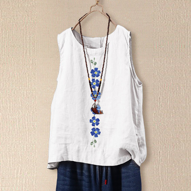 Loose Fit Summer Top with Floral Details - Nocini