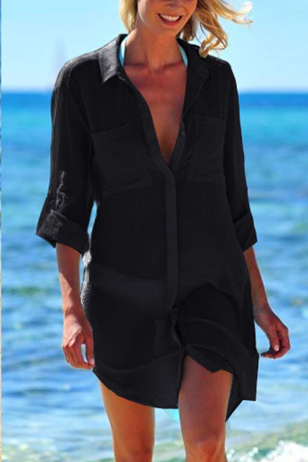 Casual Women's Beach Shirt Loose Fit Buttons