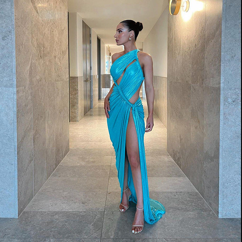 Sexy Women's Evening Gown in Silk One Shoulder Dress - Nocini