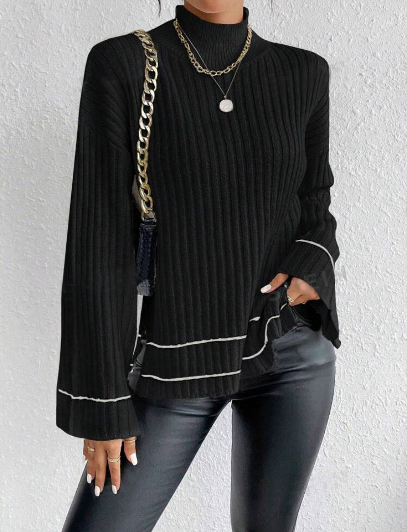 Relaxed Fit Striped Crew Neck Sweater