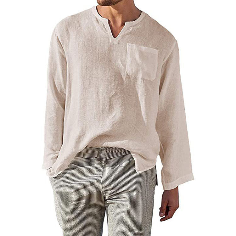 Casual Mens Linen Shirt with Long Sleeves