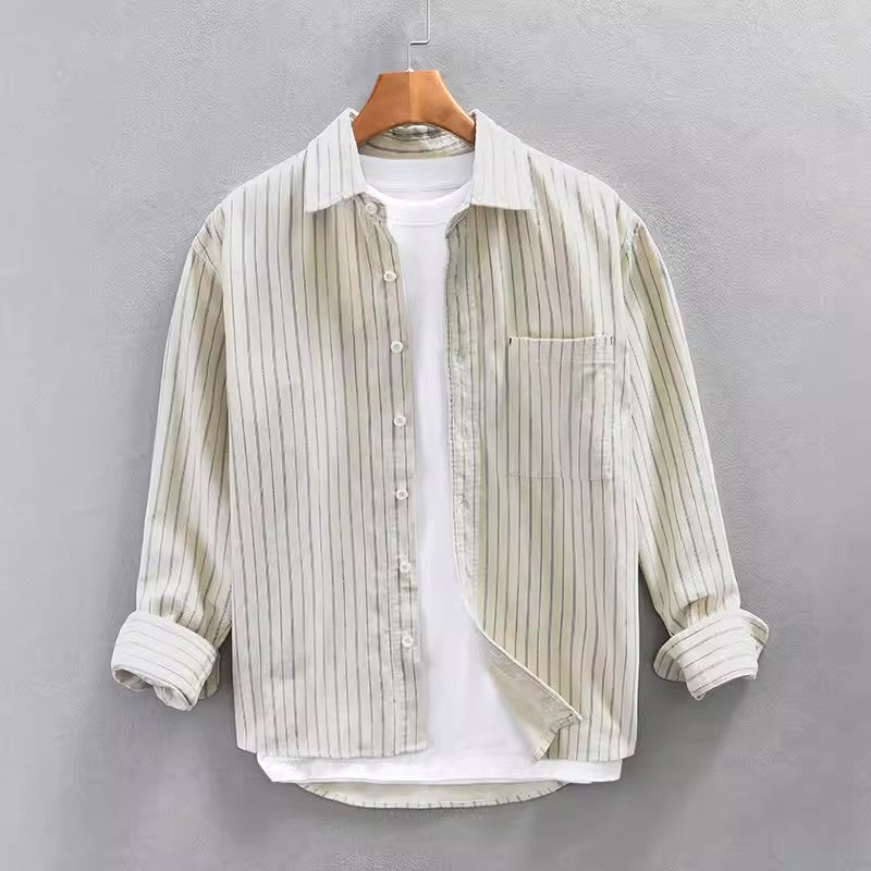 Casual Striped Cotton Shirt for Men