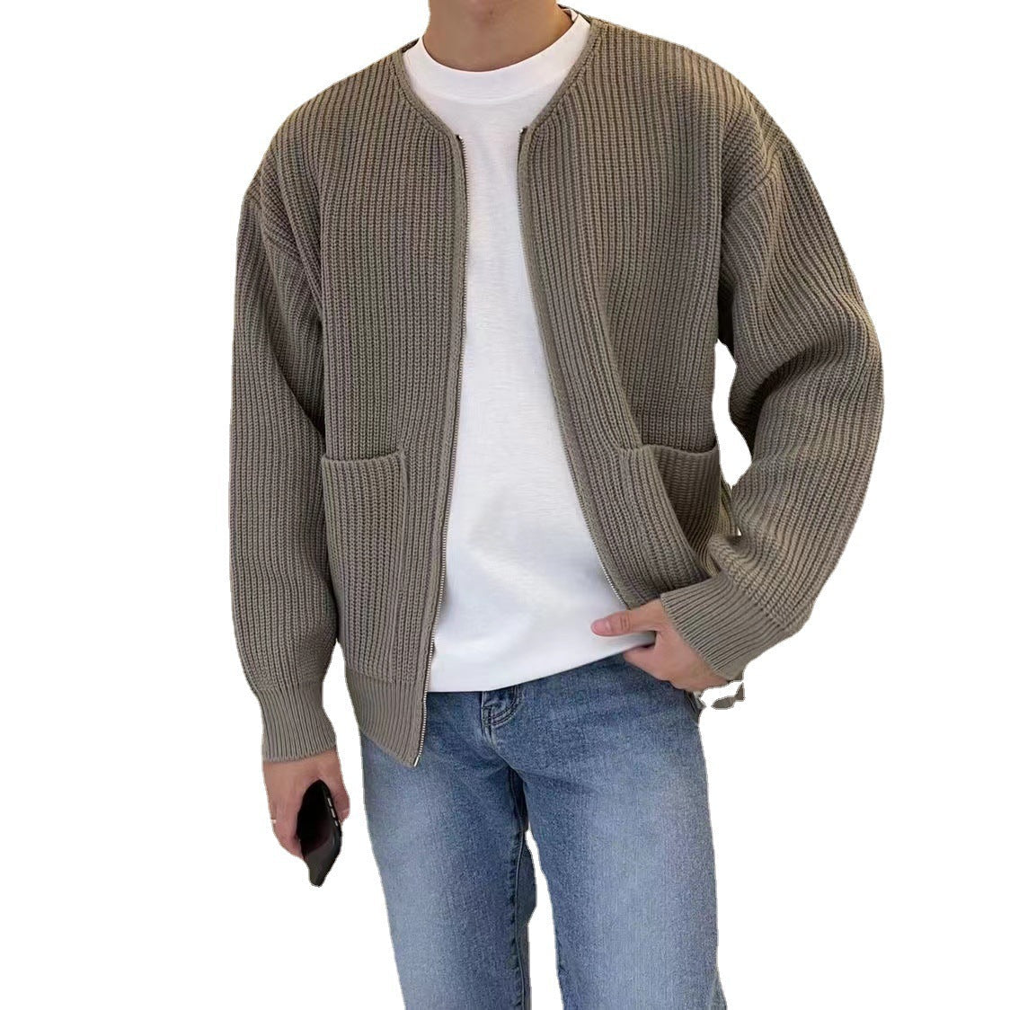 Soft Men's Open Front Cardigan Sweater