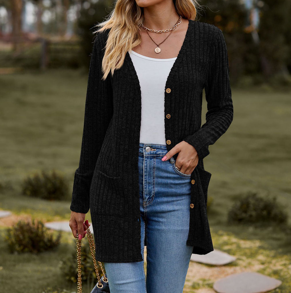 Cozy Women's Cardigan with Buttons and Pockets - Nocini