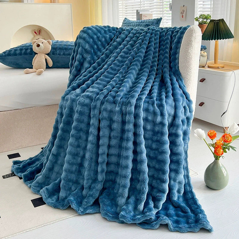Soft Quilted Throw Blanket With Thick Texture