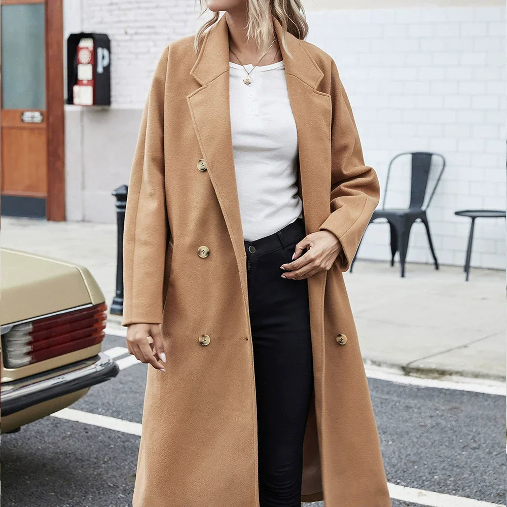 Warm Double Breasted Women's Wool Coat - Nocini
