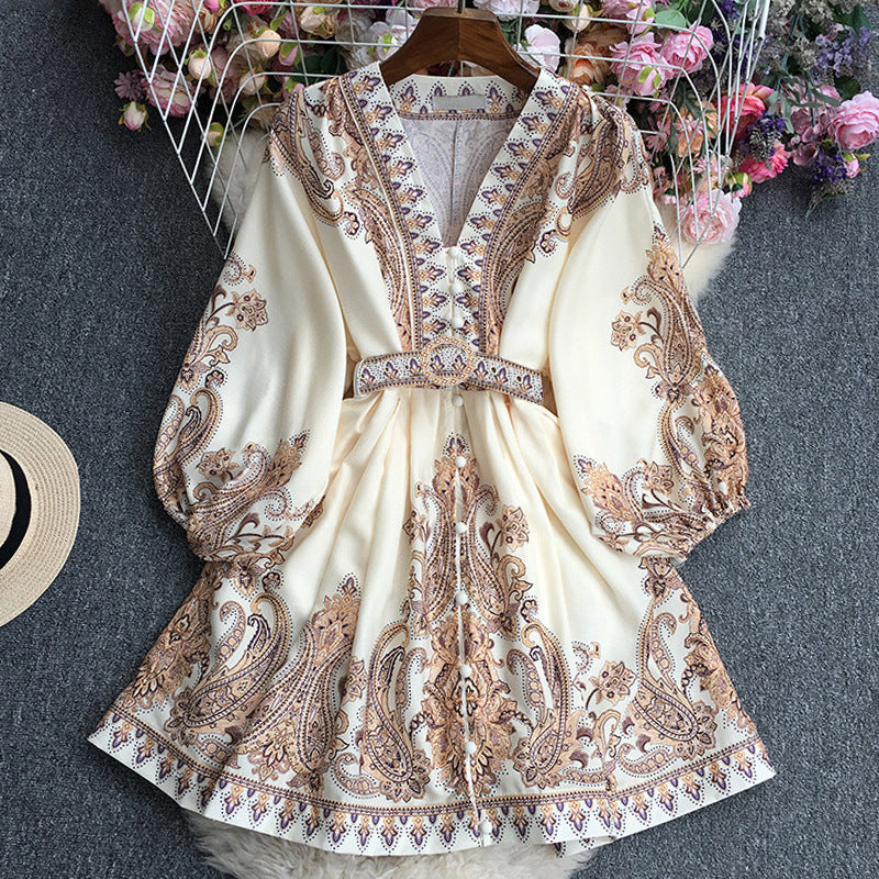 Loose Fit V Neck Maxi Dress with Waist Belt