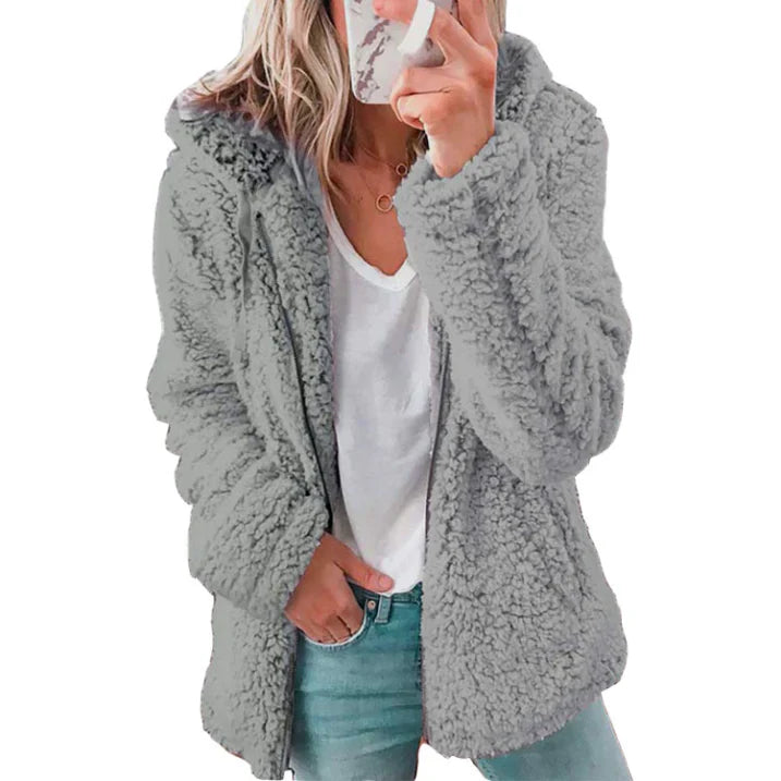 Cozy Women's Hooded Fleece Sherpa Coat
