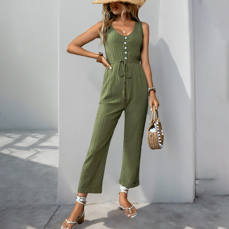Chic Sleeveless V-Neck Jumpsuit for Women