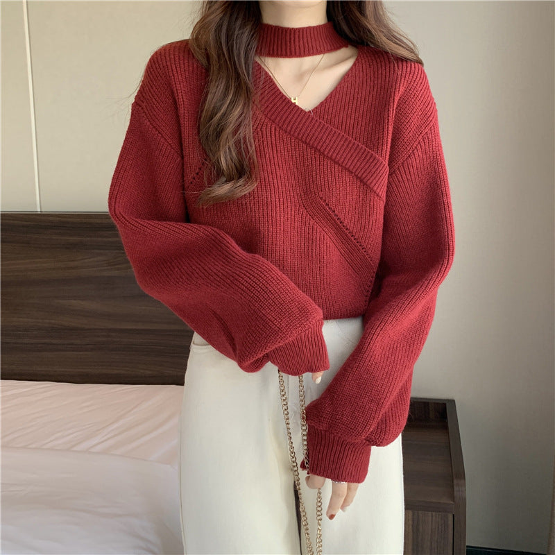 Colorful V-Neck Pullover Sweater
