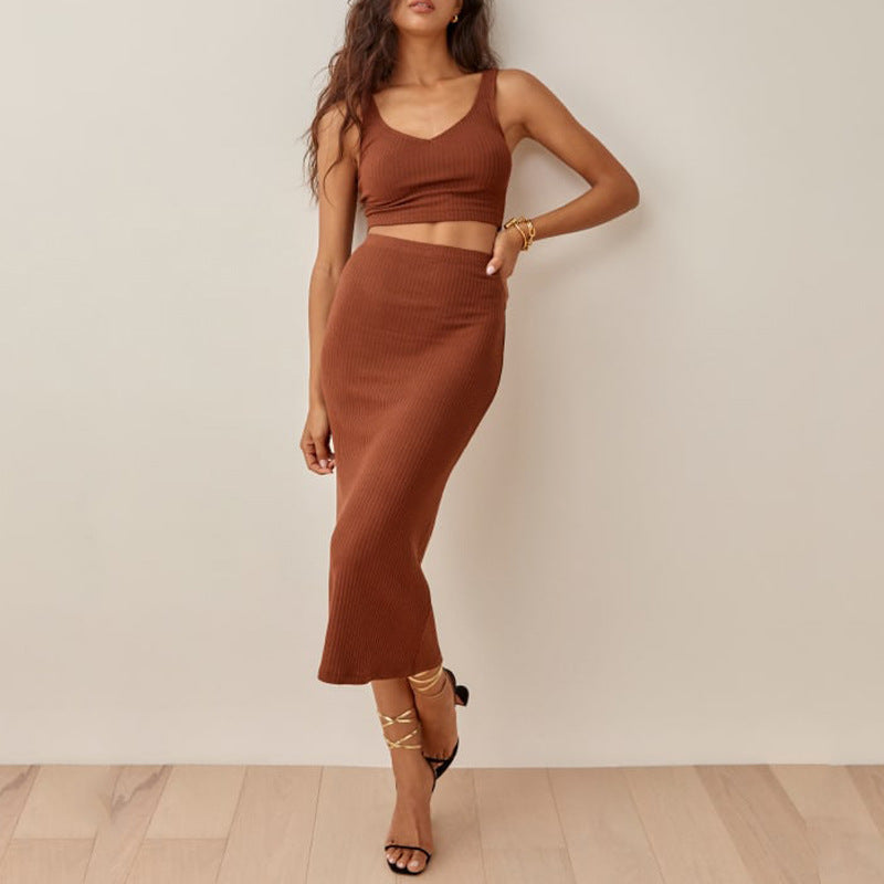 Fitted Crop Top and Pencil Skirt Set for Women - Nocini