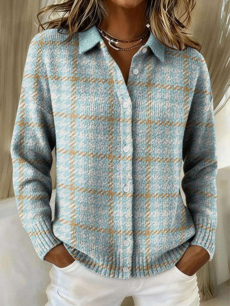 Classic Plaid Shirt With Beige Trim - Olytrend