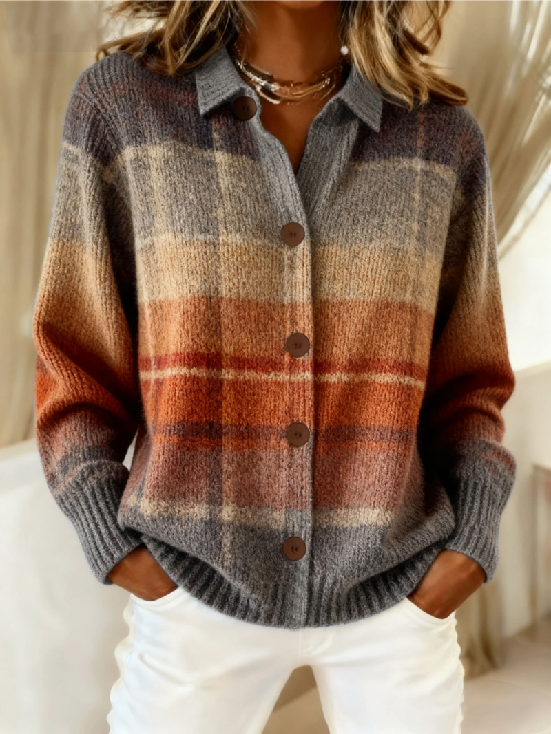 Plaid Blouse in Earthy Fall Colors - Olytrend