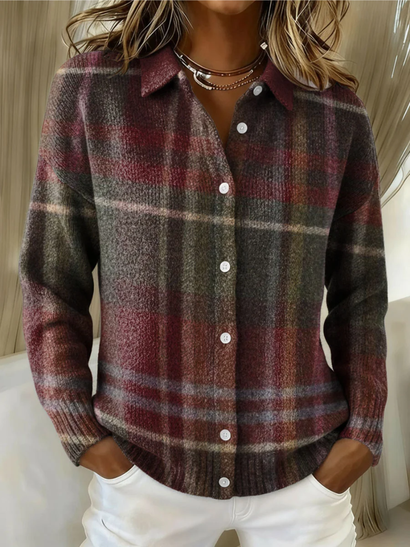 Classic Plaid Knitted Top - Olytrend