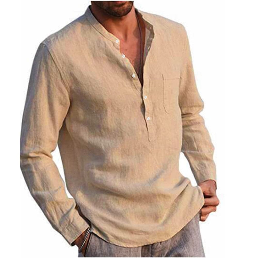 Classic Linen Mens Long Sleeve Shirt