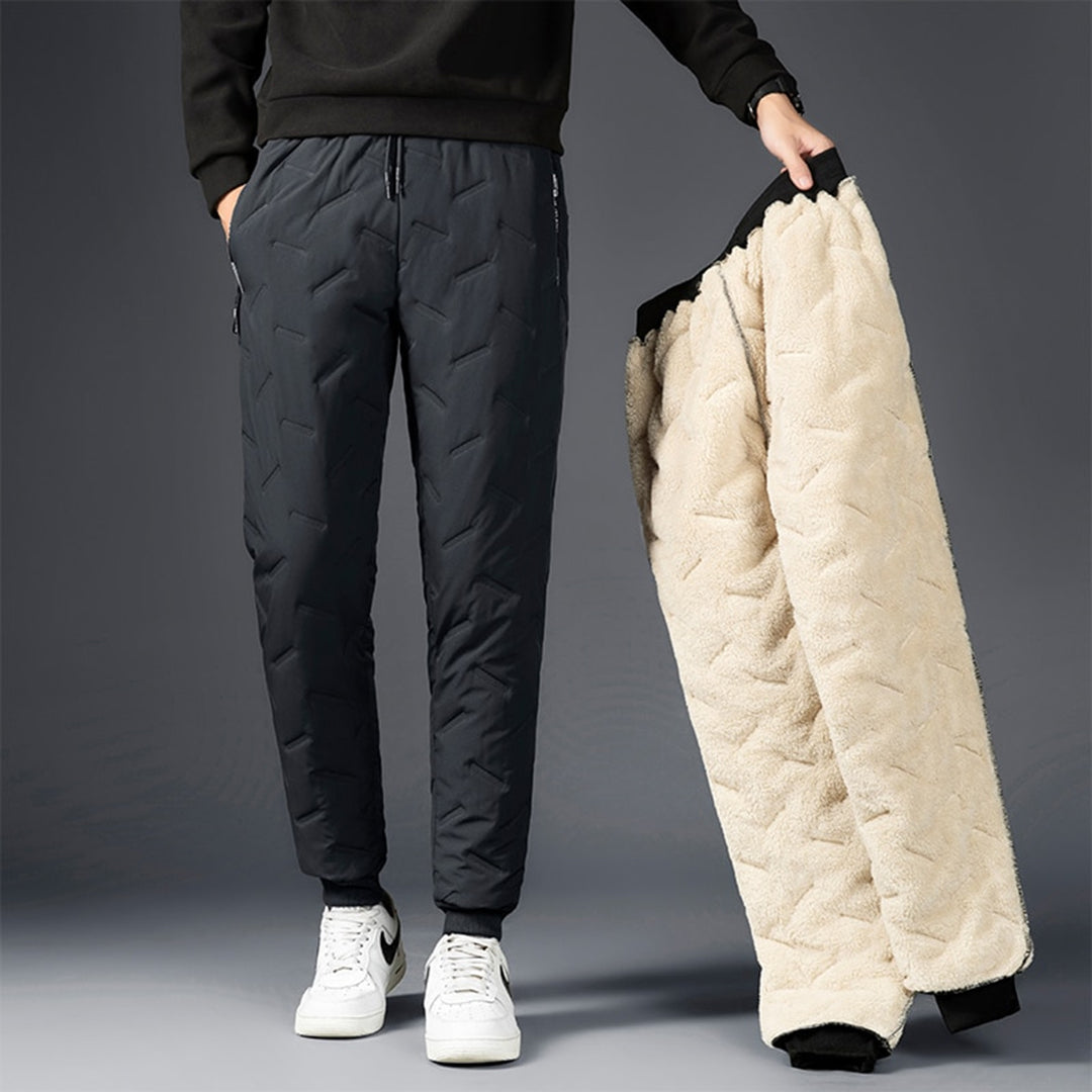Warm Fleece Slim Fit Joggers with Zip Pockets