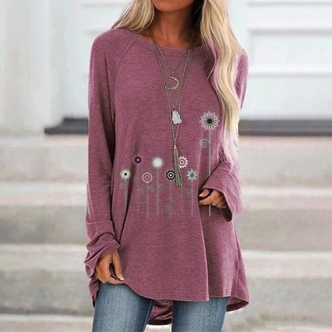 Comfy Floral Embroidered Pullover Sweatshirt