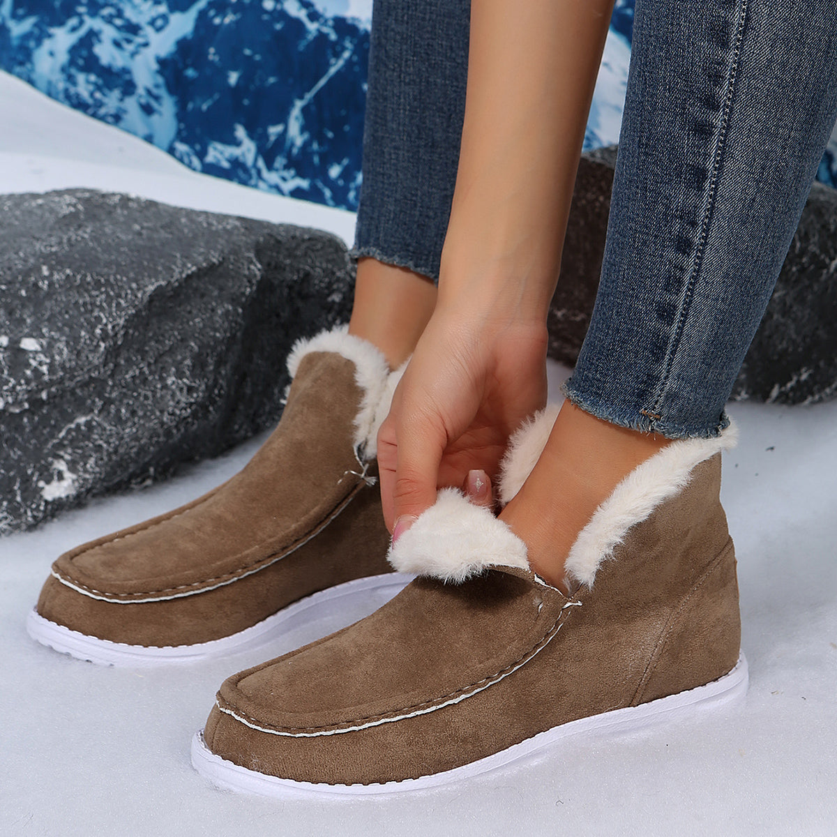 Soft Faux Fur Ankle Boots for Women