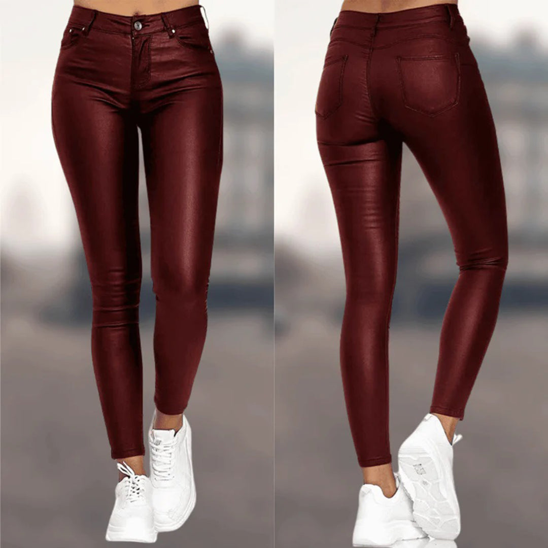 Women's Faux Leather High Waist Slim Fit Pants