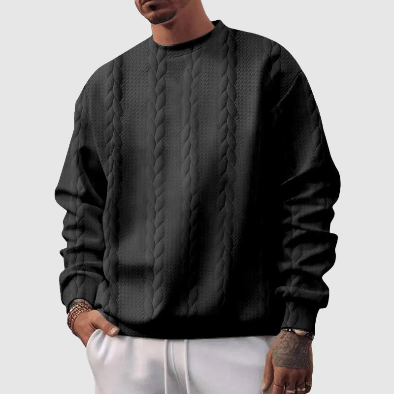 Cozy Cable Knit Crew Neck Wool Sweater