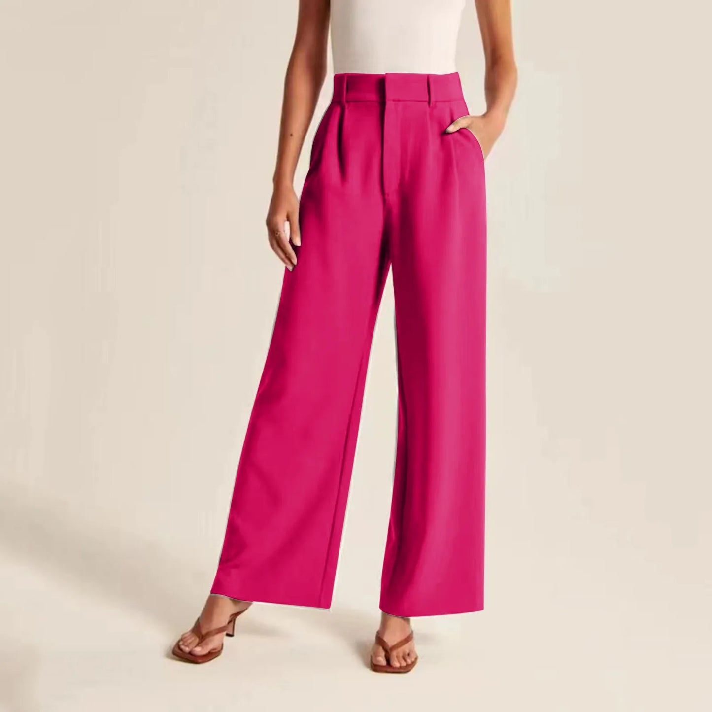 High Waisted Slim Fit Women's Trousers