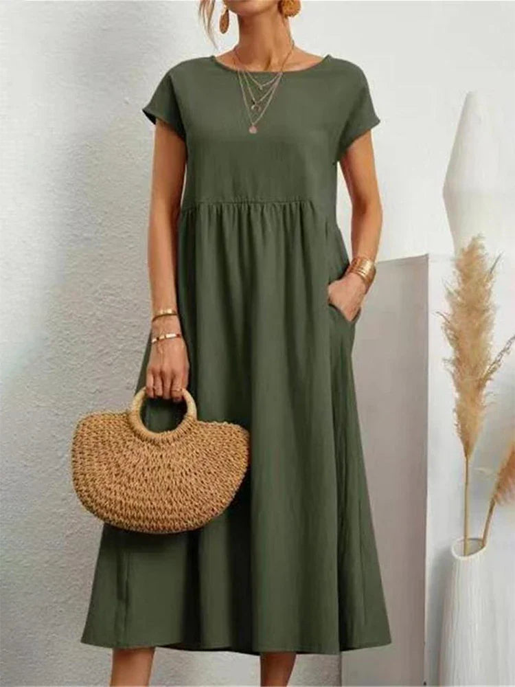 Classic Casual Crew Neck Dress