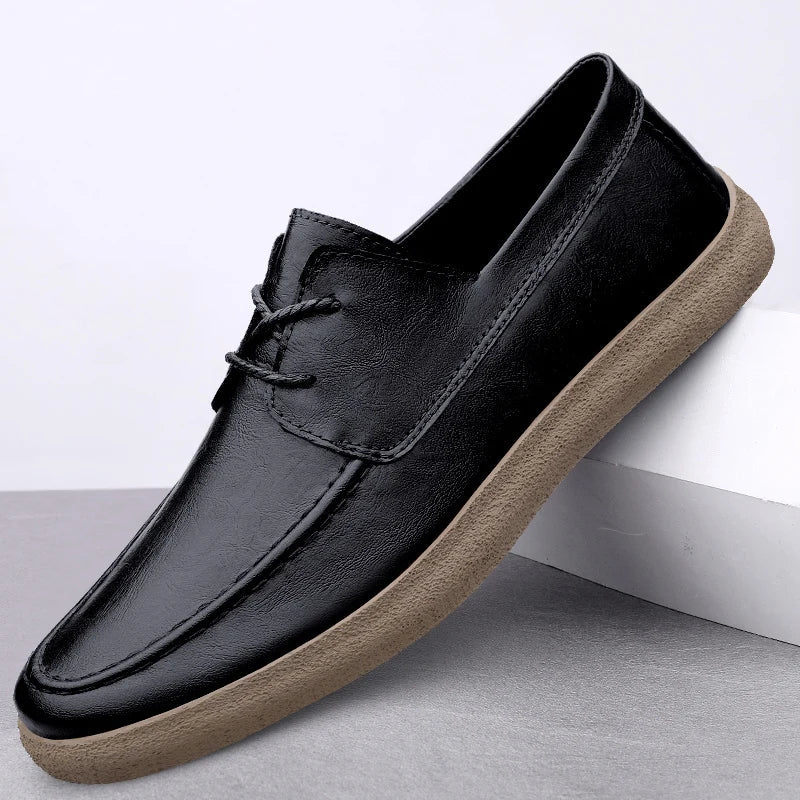 Breathable Perforated Leather Slip On Shoe